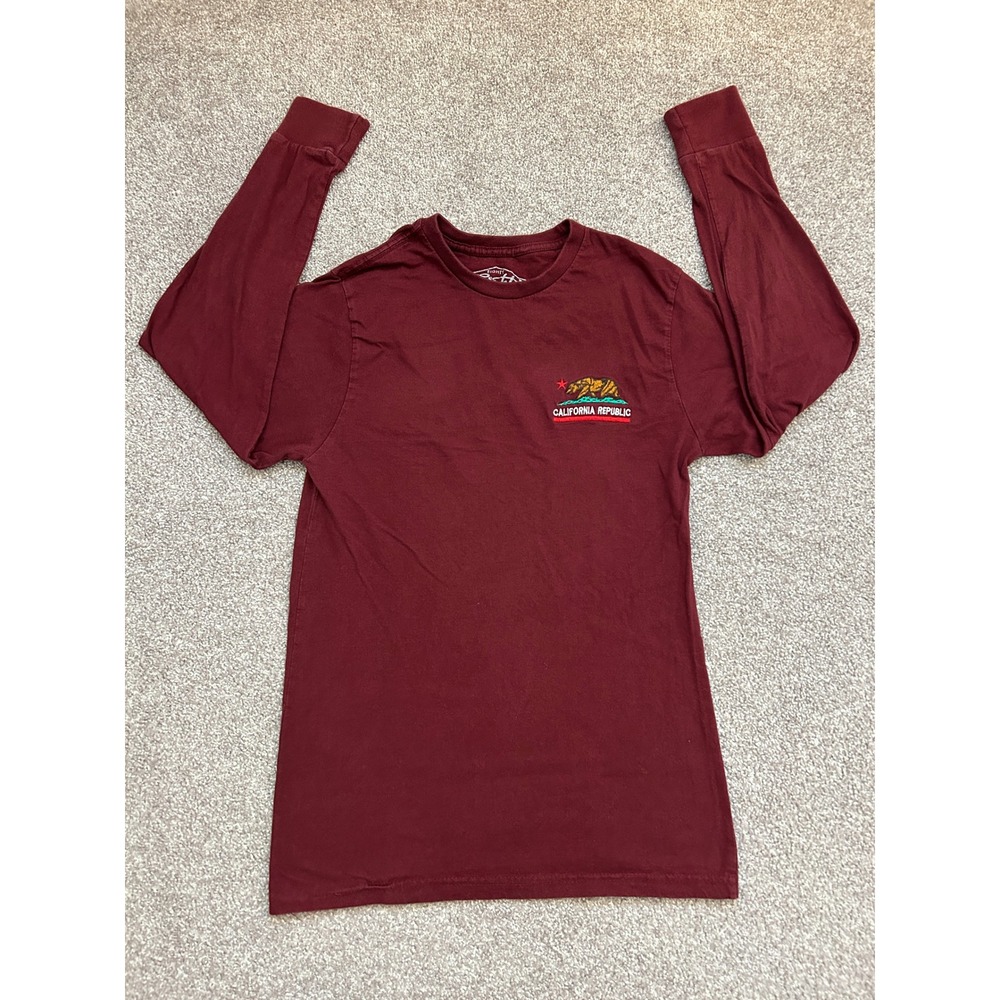 Eighty Eight California Republic Long Sleeve Shirt Mens Small Maroon Excellent